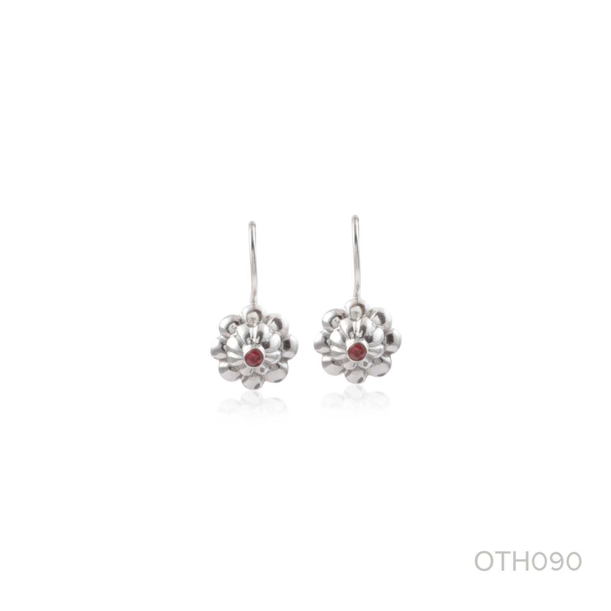 Flower Shape Gemstone Earring made with 925 Sterling Silver