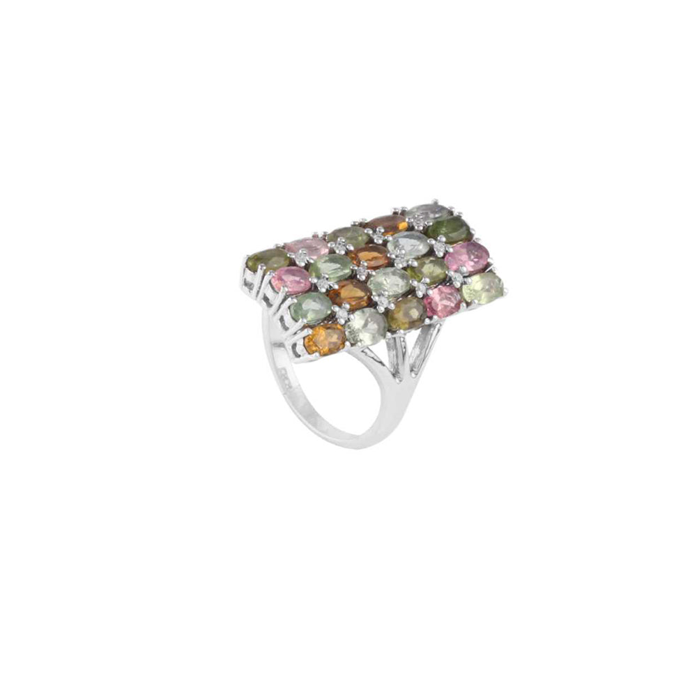 Premium Multi Stone Silver Ring with 925 Sterling Silver