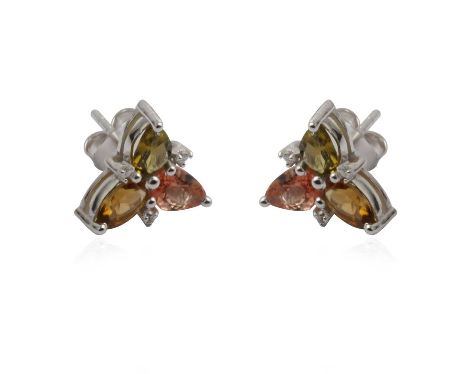 Modern Design Multi Gemstone Silver Earring for Women