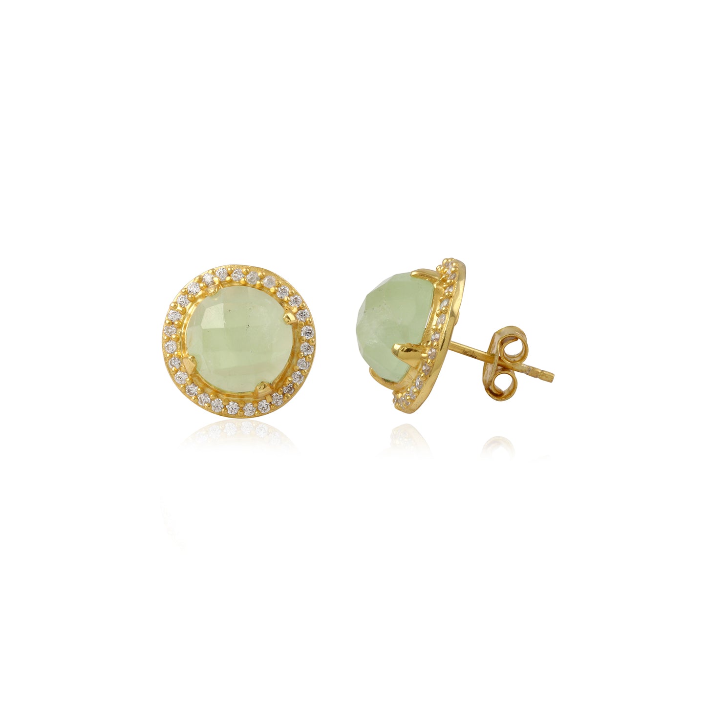 Rough Cut Gemstone Gold Shiny Silver Earring