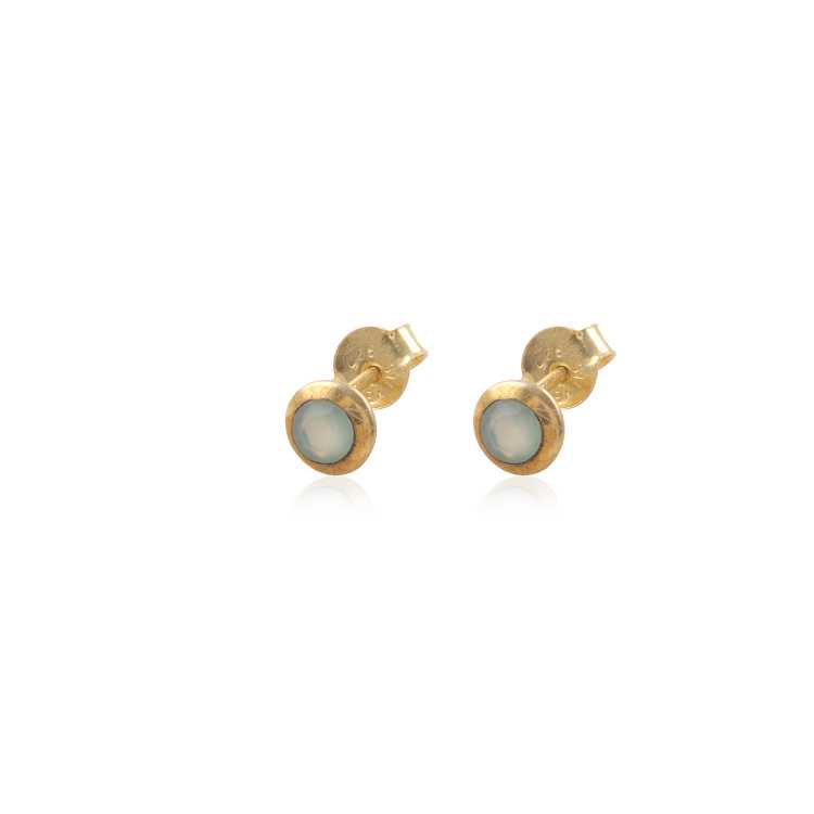 Single Stone Studded Gold Matt Silver Earring with 925 Sterling Silver