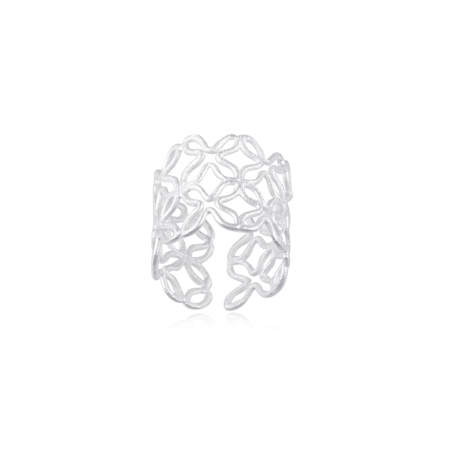 925 Sterling Silver Floral Adjustable Ring
