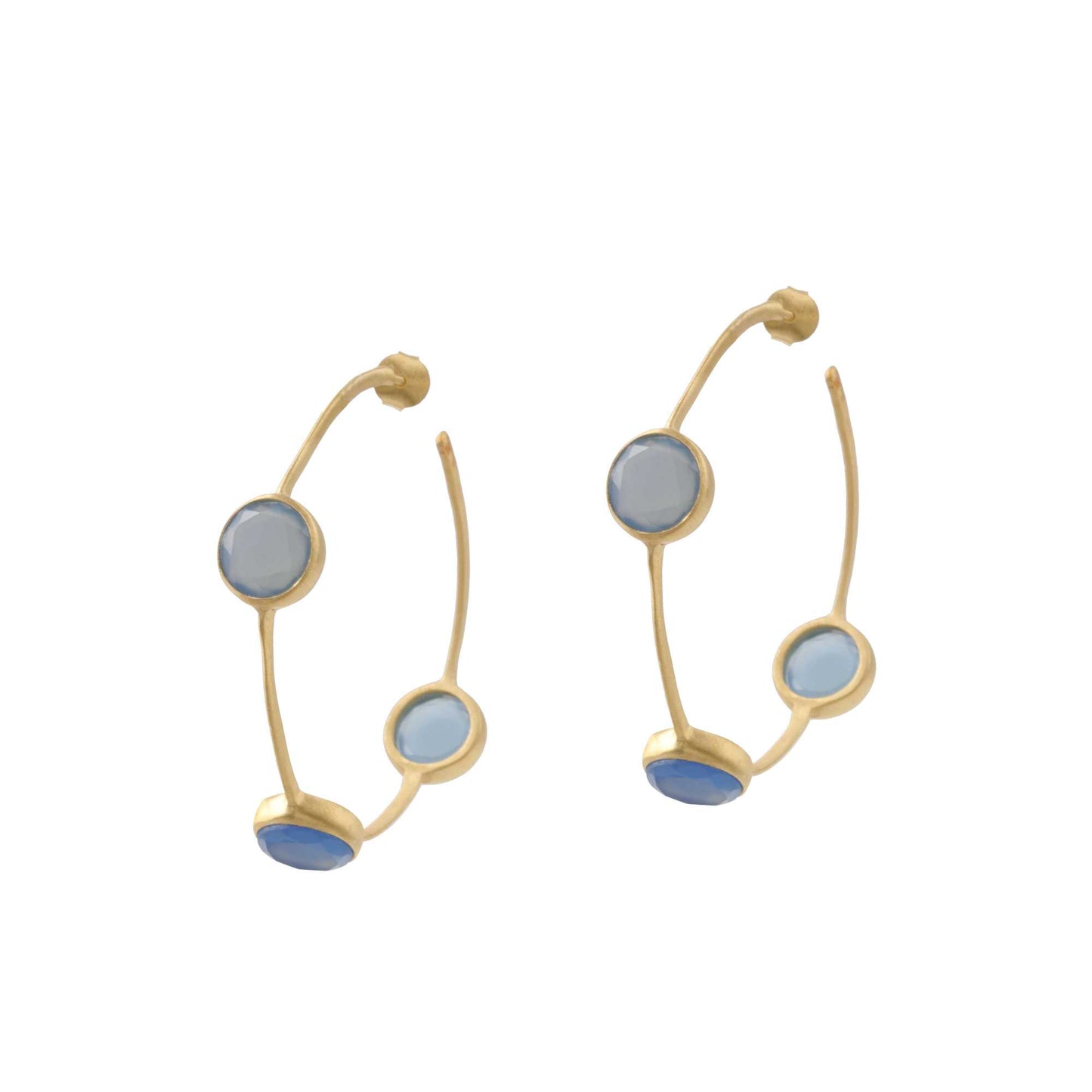 Elegant Handmade Fashion Jewellery Sky Blue Round Stone Modern Design Silver Earring