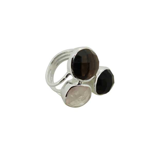 Designer Multi Gemstone Silver Ring with 925 Sterling Silver