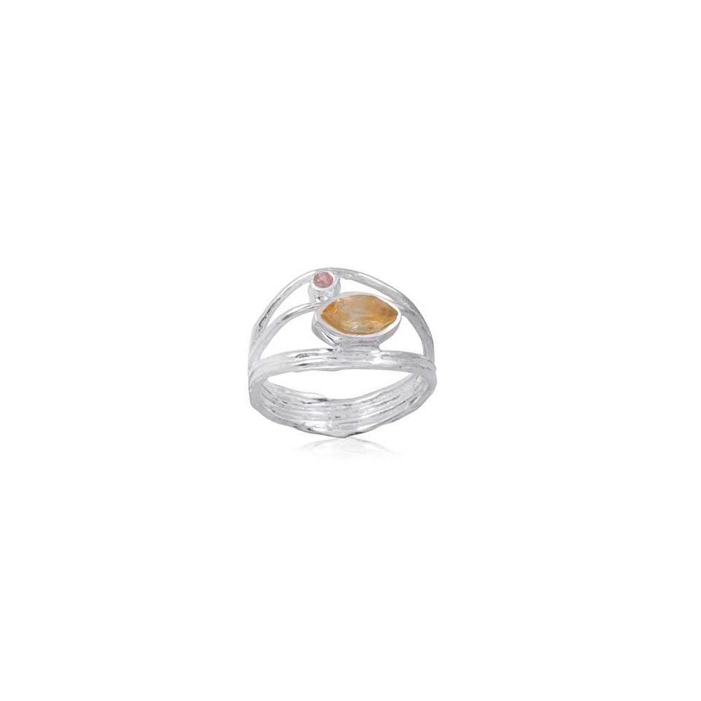 Bazel Gemstone Shiny Silver Ring with 925 Sterling Silver