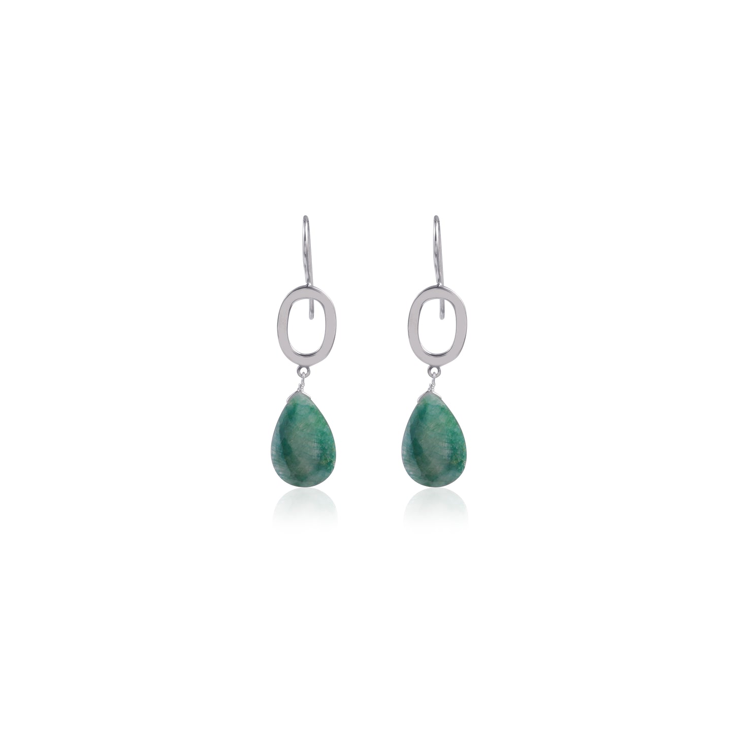 Silver Finish Teardrop Single Stone Drop Shiny Silver Earring
