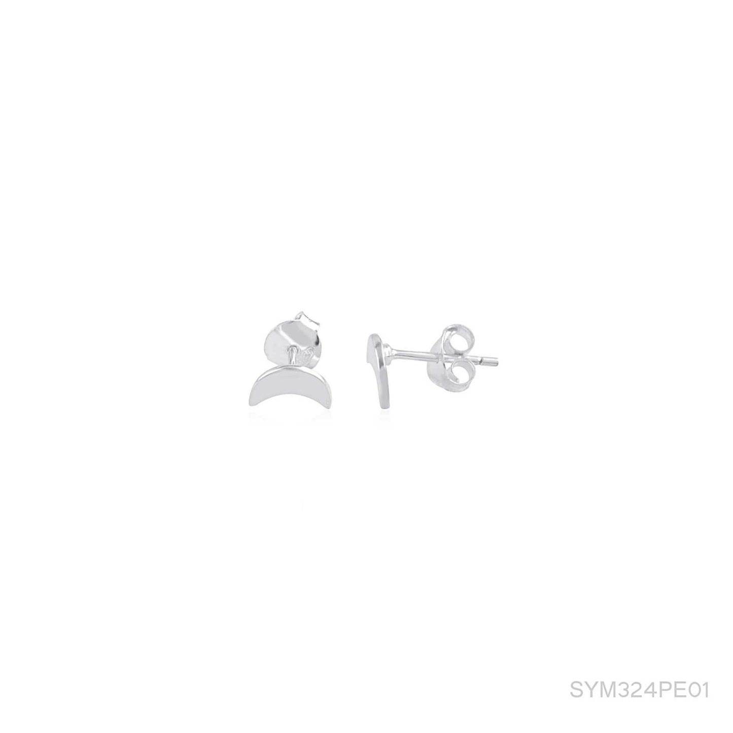 Moon Shape Shiny Silver Earring made with 925 Sterling Silver