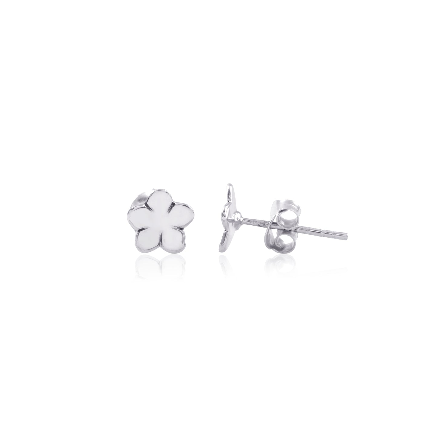 Flower Shape Shiny Silver Earring made with 925 Sterling Silver