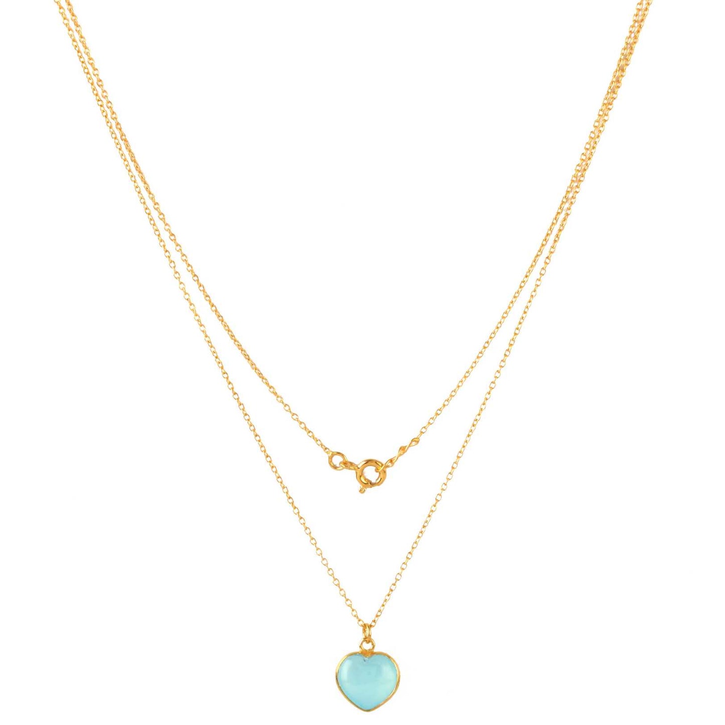 Gemstone Round Silver Necklace with 925 Sterling Silver
