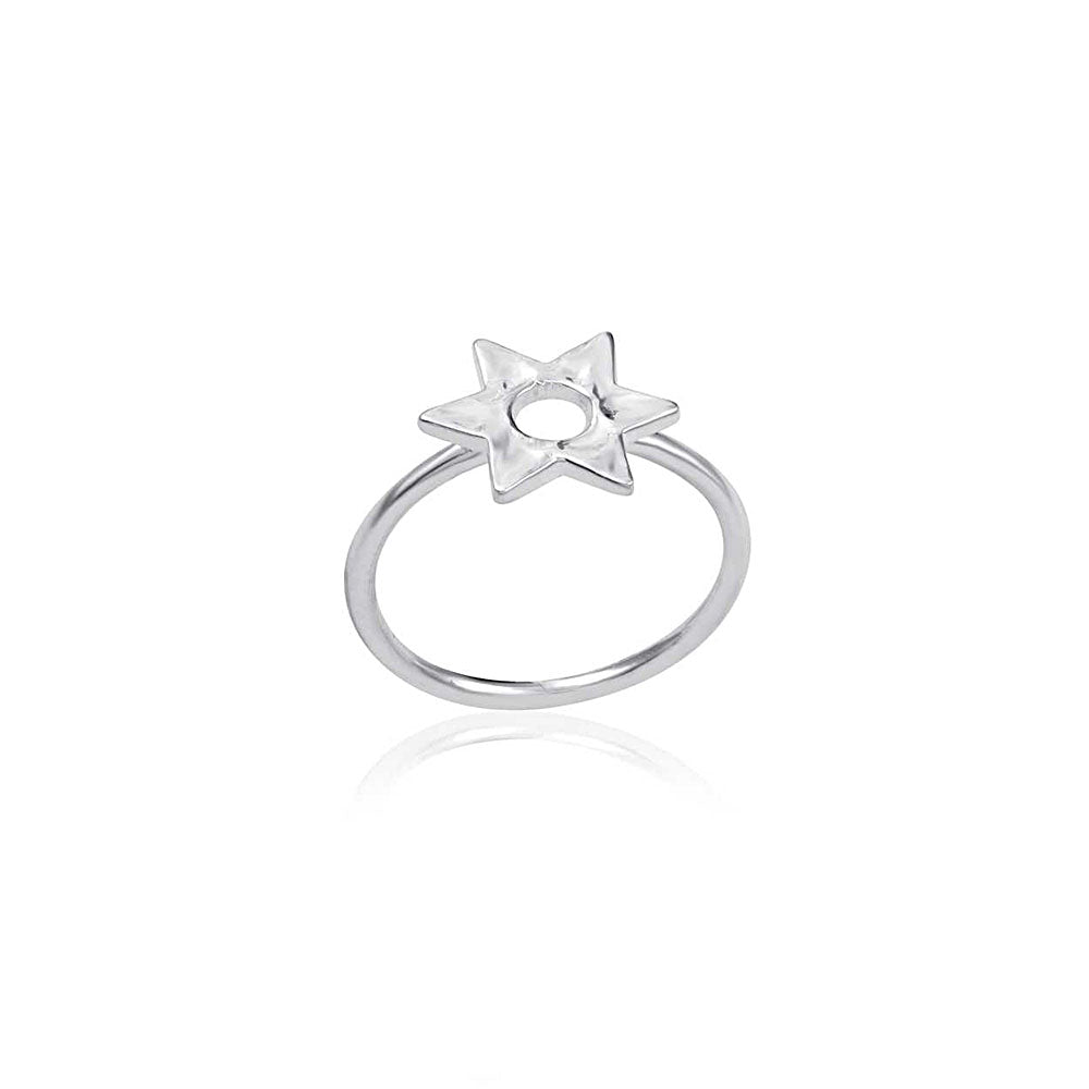 Star Embedded Silver Ring with 925 Sterling Silver