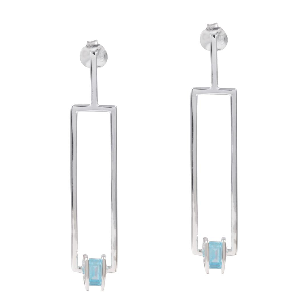 925 Sterling Silver Gemstone Square Shape Earring for Women