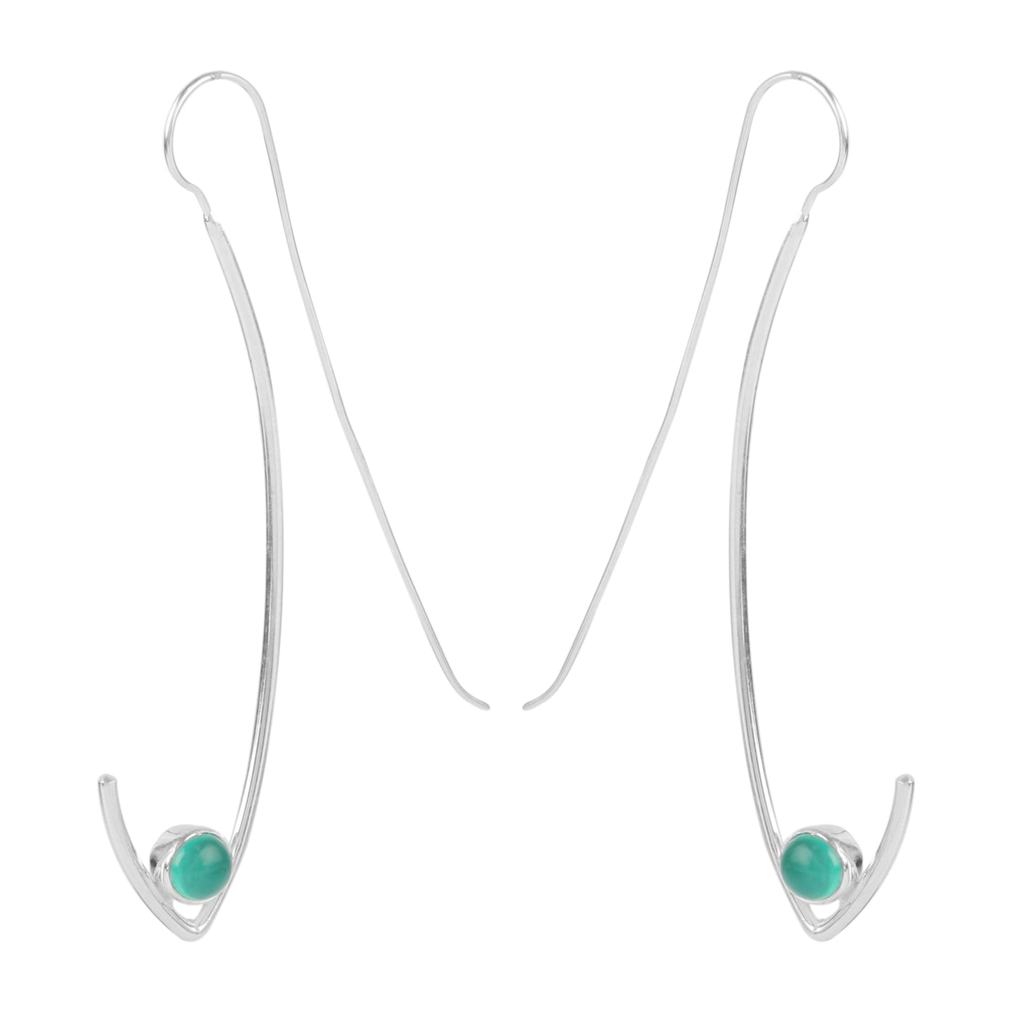 Modern Style Single Stone Silver Earring made with 925 Sterling Silver