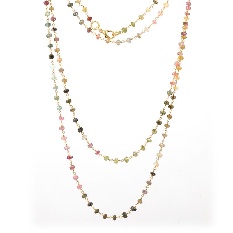 Beads Gemstone Necklace with 925 Sterling Silver