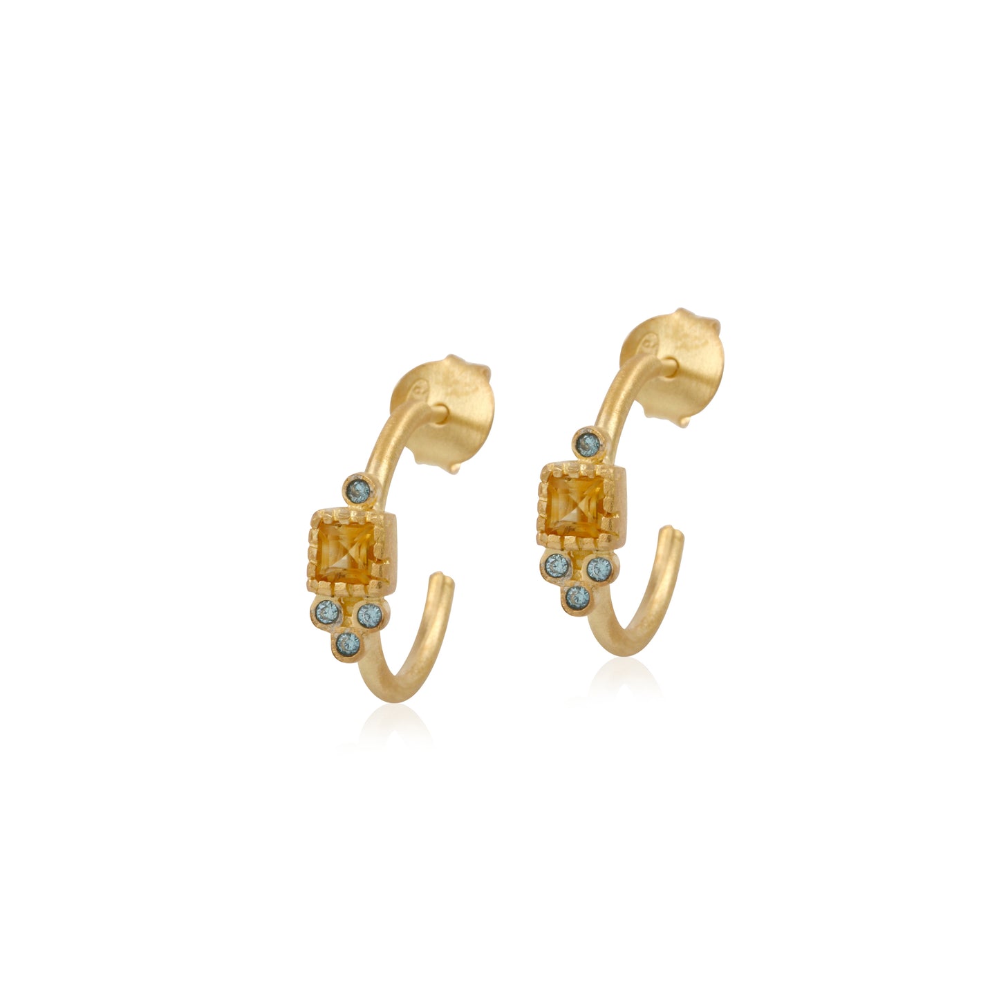 Square Multistone Studded Earrings made with 925 Sterling Silver