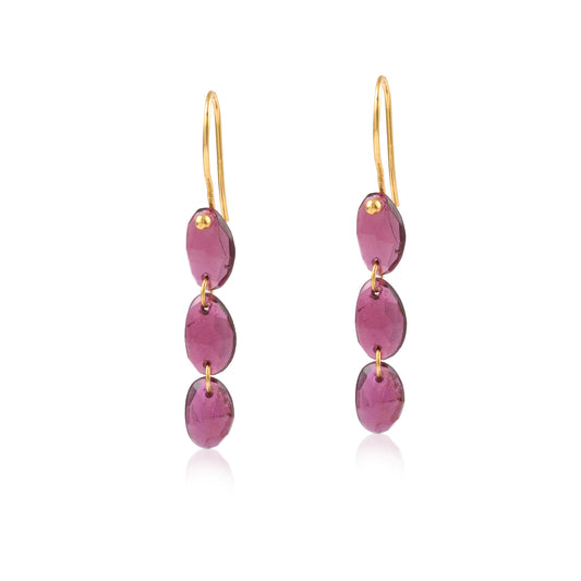 Single-Tone Pink Glass Stone Gold Shiny Silver Earring