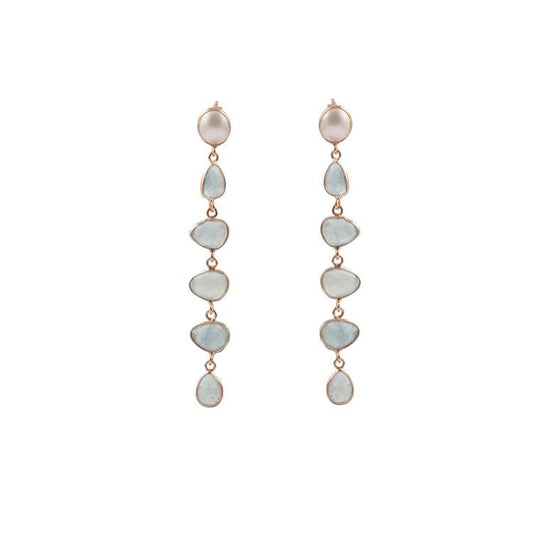 Bazel Pearl Stone Silver Drop Earring with 925 Sterling Silver