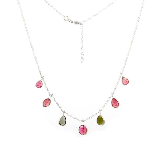 2Tone Stone Necklace with 925 Sterling Silver