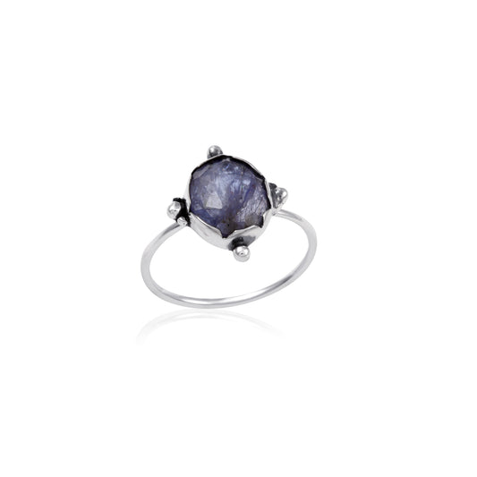 Ethnic Silver Single Stone Silver Ring With 925 Sterling silver
