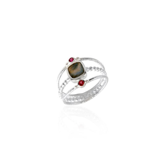 Elegant Multi Band Gemstone Ring with 925 Sterling Silver