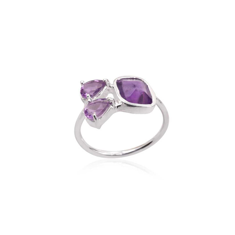 Modern Style Gemstone Silver  Ring With 925 Sterling Silver