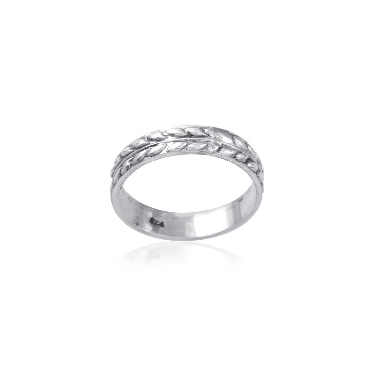 925 Sterling Silver Leaf Plain Ring Band