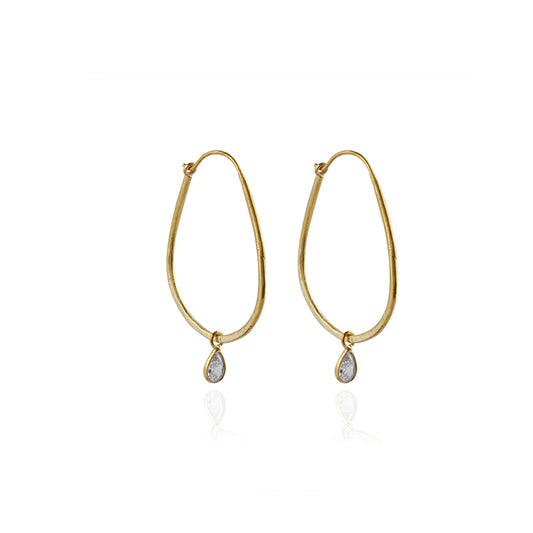 Stylish Gemstone Hoops Silver Earring Made with 925 Sterling Silver