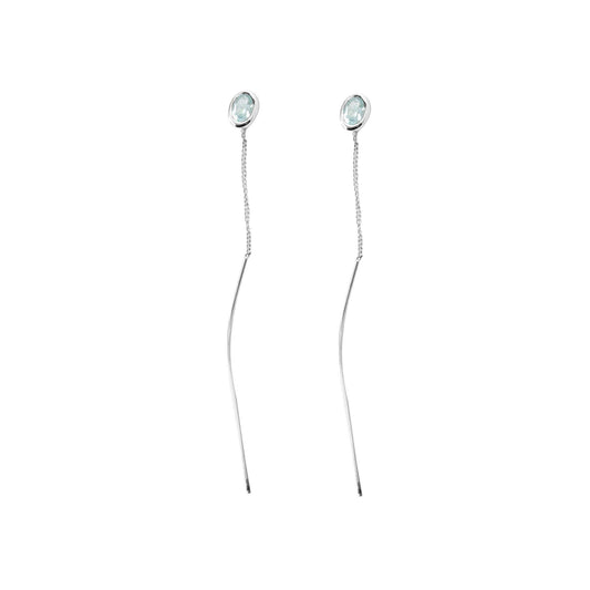 Modern Design Bazel Gemstone Silver Earring