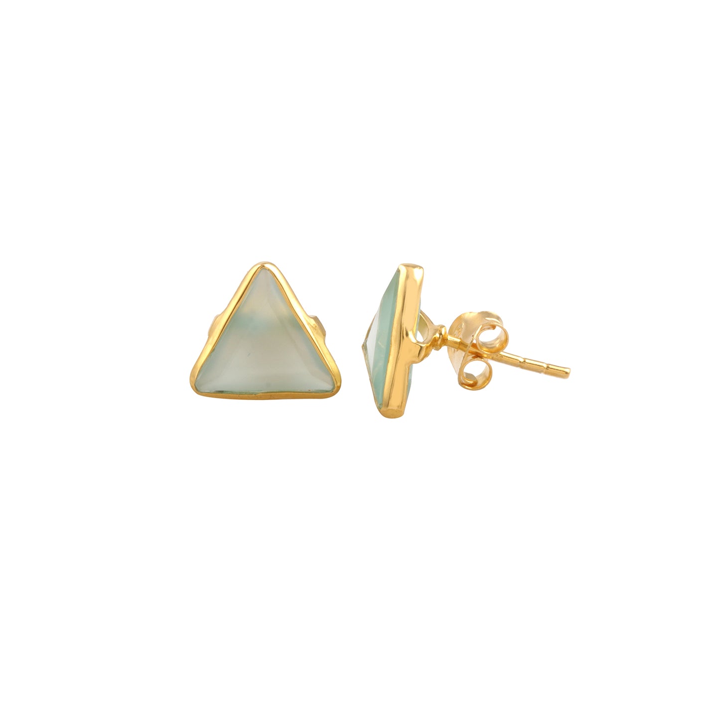 Bazel Triangle stone Silver Earring made with 925 Sterling Silver