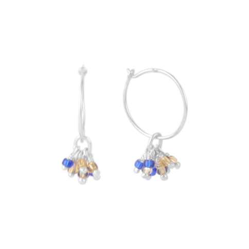 Elegant Silver Hoop Earring with Blue Bead Accent and Minimal Hanging Design Earring