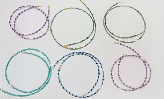 Beads Gemstone Necklace with 925 Sterling Silver