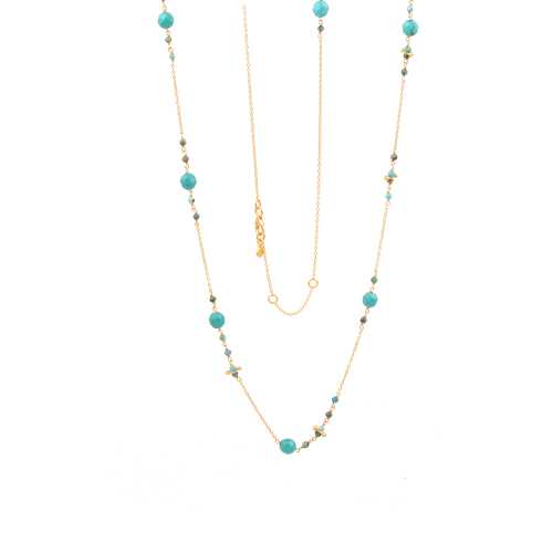 Turquoise Beaded Gemstone Sterling Silver Necklace