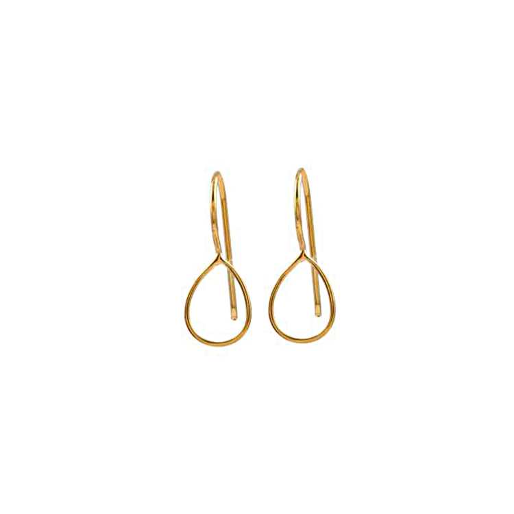 Elegant Gold-Tone Open Drop Loop Threader Silver Earring