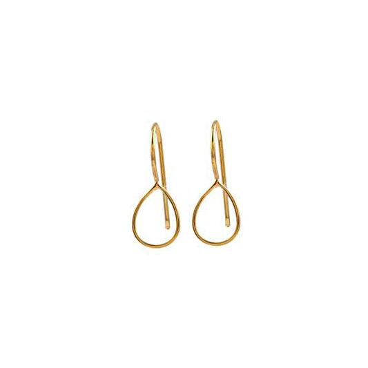 Elegant Gold-Tone Open Drop Loop Threader Silver Earring