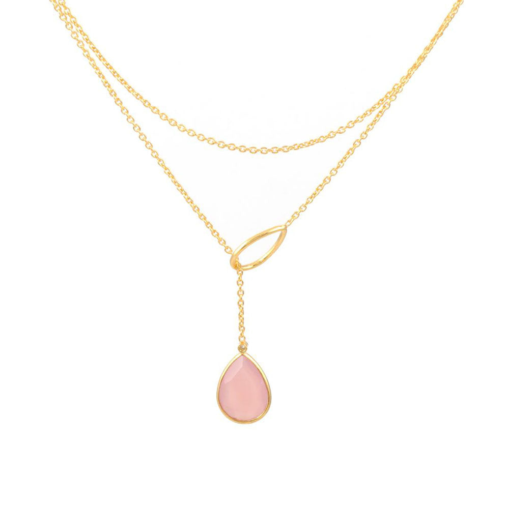 Bazel Set Gemstone Necklace With 925 Sterling Silver