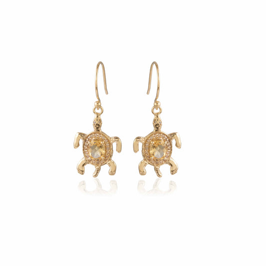 Premium Turtoise shape Gemstone Silver Earring For Women
