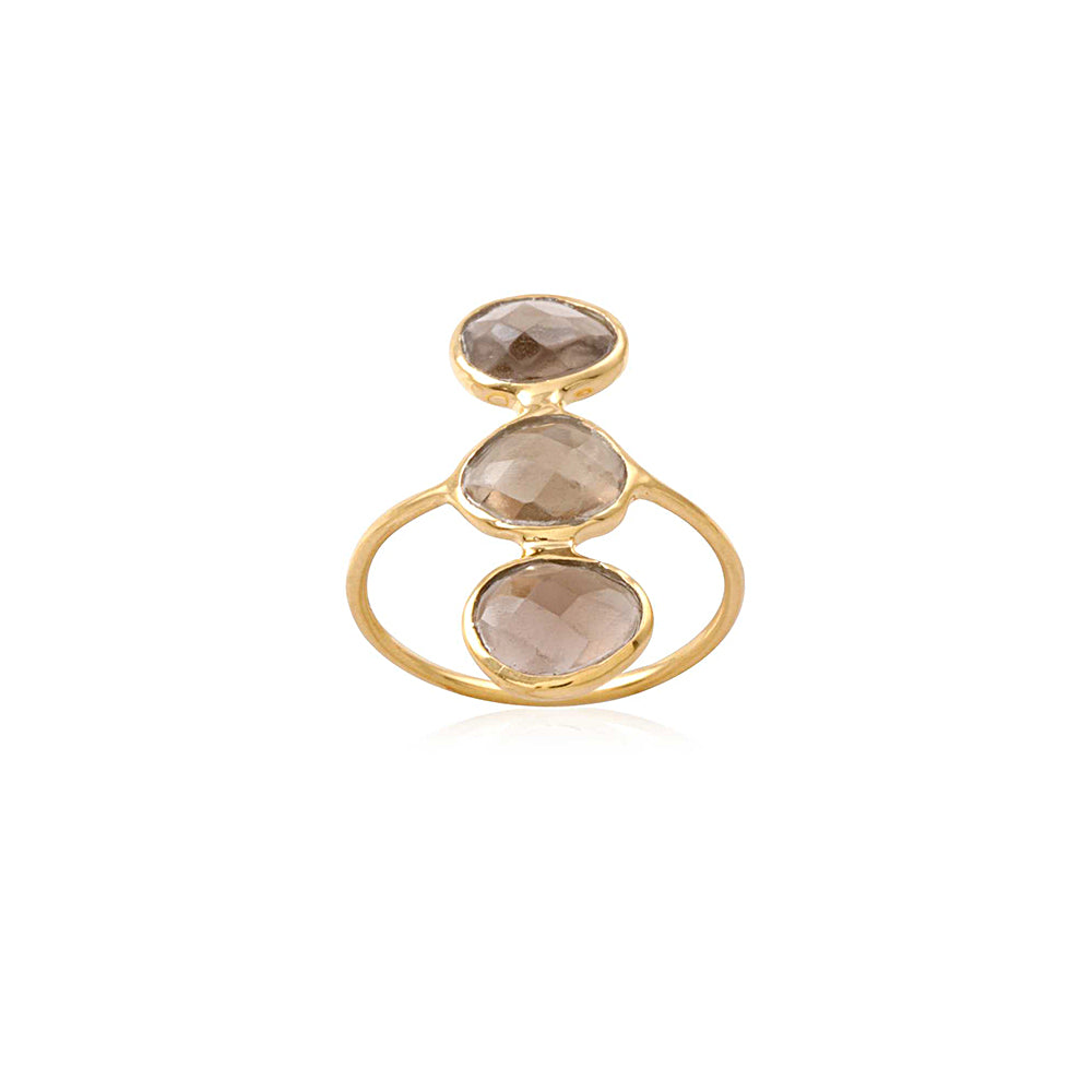 925 Sterling Silver Bazel Multi Stone Gold Shiny Silver Ring