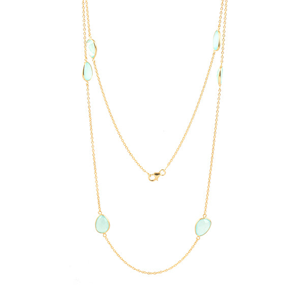 Bazel Set Gemstone Necklace With 925 Sterling Silver