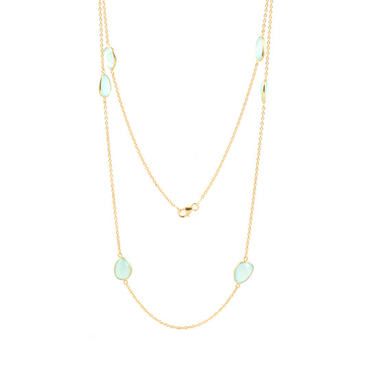 Bazel Set Gemstone Necklace With 925 Sterling Silver
