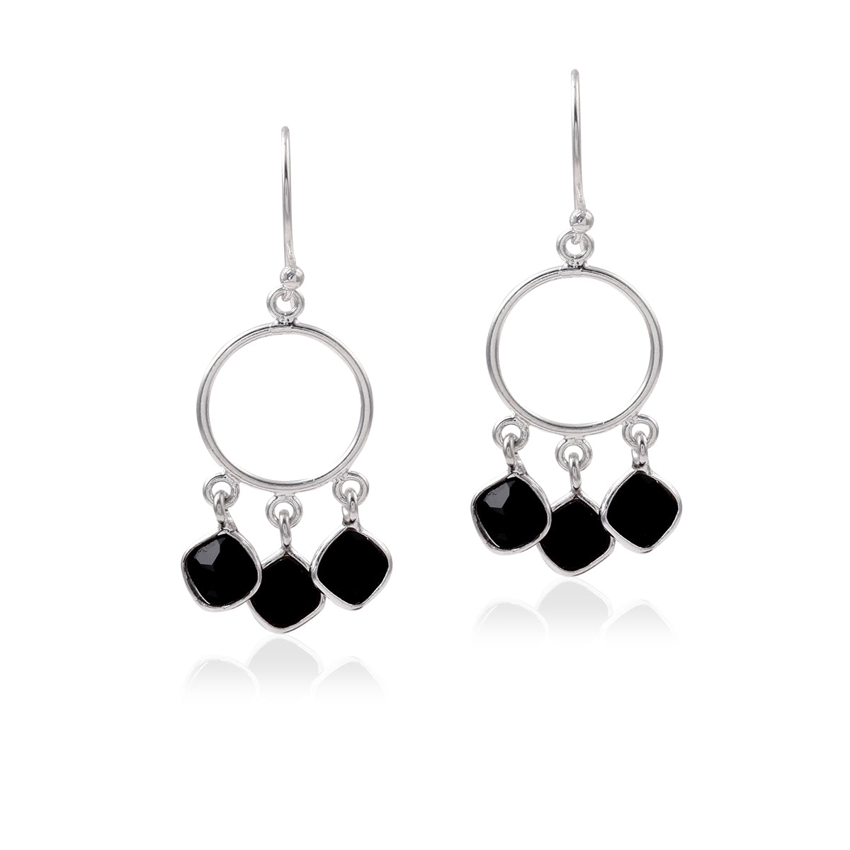 Bazel Multi Gemstone Drop  Earring made with 925 Sterling Silver for Women