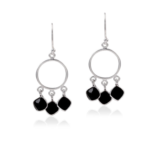 Bazel Multi Gemstone Drop  Earring made with 925 Sterling Silver for Women