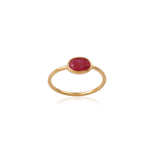 Gemstone Gold Platted Silver Ring  with 925 Sterling Silver