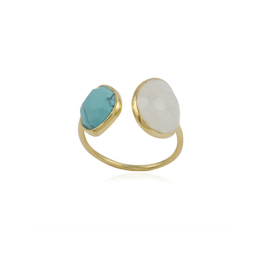925 Sterling Silver Bazel Multi Gemstone Adjustable Ring for Her