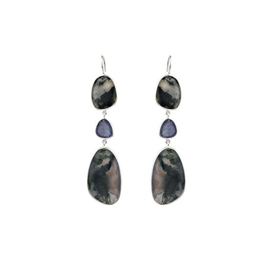 Bazel Gemstone Silver Earring with 925 Sterling Silver