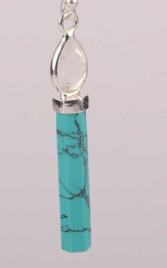 Elegant Turquoise Gemstone Pencile Shaped silver Earring