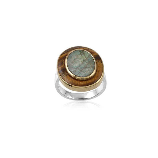Gemstone Silver Ring with 925 Sterling Silver and Tiger Eye Stone