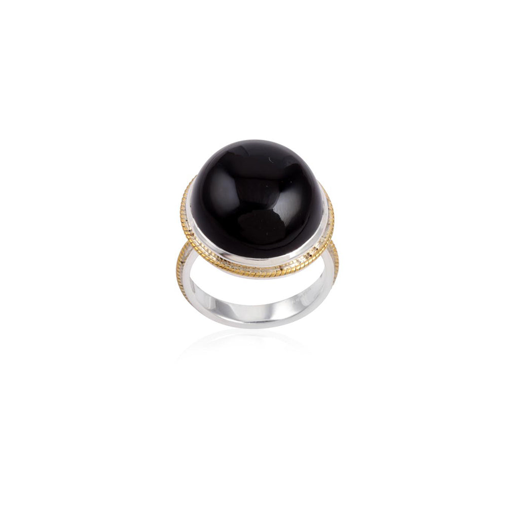 Ethnic 2 Tone Gemstone Silver Ring  made with 925 Sterling Silver