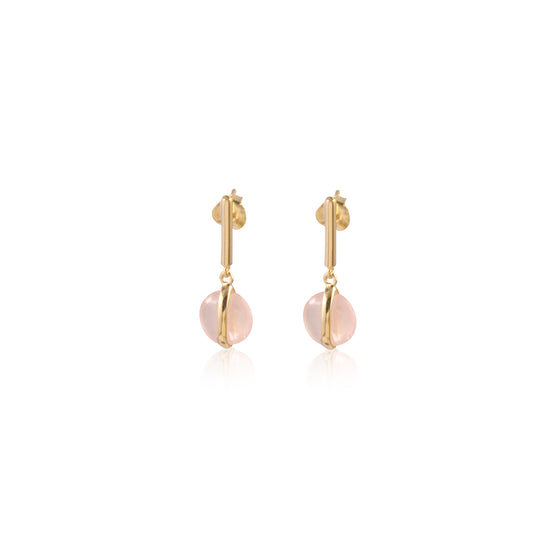 Elegant Rose Quartz Silver Earring made with 925 Sterling Silver