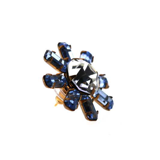 Multi Gemstone Flower Shaped Gold Shiny silver Earring