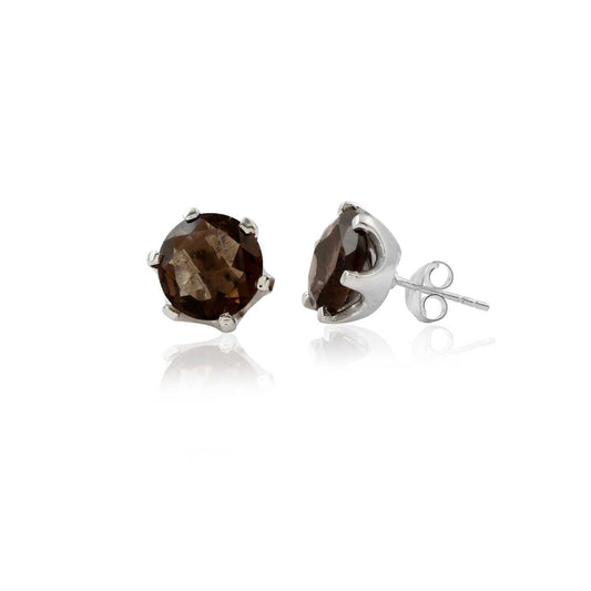 Classic Prong Set Natural Stone Stud in Silver Finish Earring