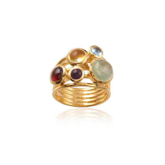 925 Sterling Silver Multi Gem Stone Silver Ring